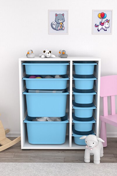 Pratico Zen 10 Sepetli Çok Amaçlı Oyuncak Dolabı Mavi 2d2k6u