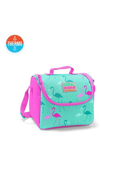 Coral High Set de 3 genți de școală Coral High Kids cu model flamingo Rucsac Cutie de prânz Suport stilou