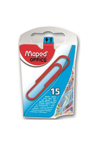 Maped Гигантски цветни кламери за хартия, 15 броя, 50 мм, 342011