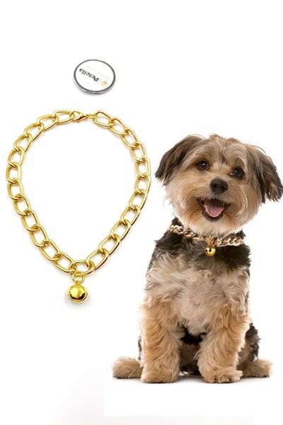 Petella Köpek Boyun Tasması Köpek Kolyesi Ayarlanabilir Zilli Zincir Kolye