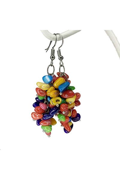 İPAR AKSESUAR Colorful Broken Stone Irregular Dangle Earrings