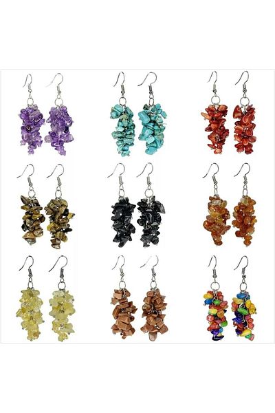 İPAR AKSESUAR Colorful Broken Stone Irregular Dangle Earrings