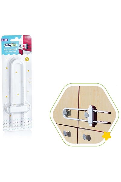 mrtbilisim Rail Cabinet Lock Child Baby Safety Safety Lock New Generation 2 Pieces Rail Drawer Cabinet Lock