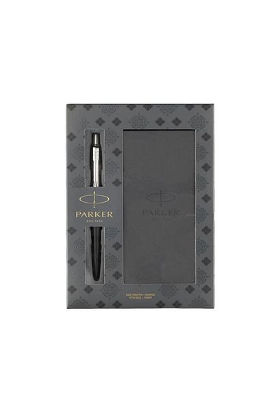 Parker Black Jotter Ct - علبة أقلام مع دفتر ملاحظات وحقيبة قلم حبر جاف
