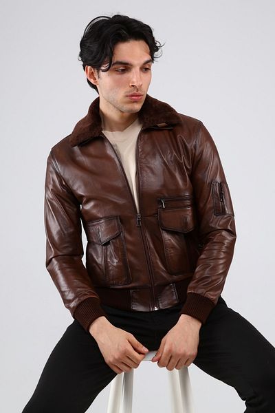 CE-YIL DERİ ÜRÜNLERİ Men's Genuine Leather Coat