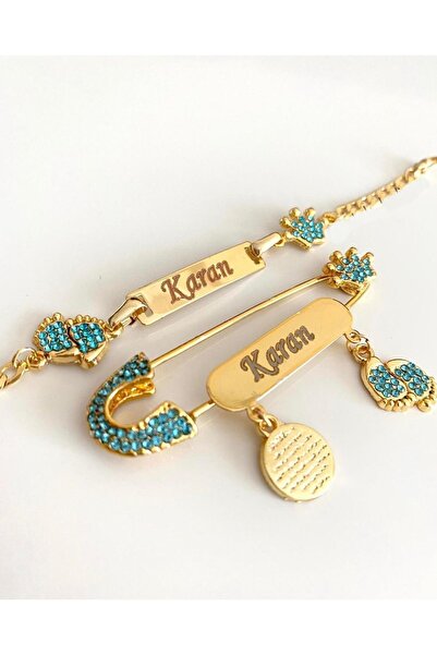 lilamtasarım Bebek Isimli Maşallah Iğne Ve Bileklik Seti