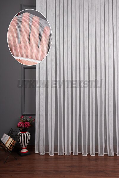 UTKUM EV TEKSTİL ÜRÜNLERİ Armür Çelik Tül Perde Akdz 1035 1/2 Seyrek Pile