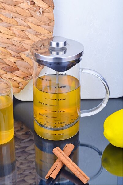 Sezka Life French Press Demlik Ölçü Kabı 3in1 Ürün Borosilikat Cam Frenchpres...