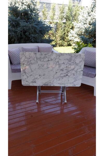 Genel Markalar Dekoratif Katlanır Masa Bahçe Ve Çalışma Masası 60*110 BEYAZ G...