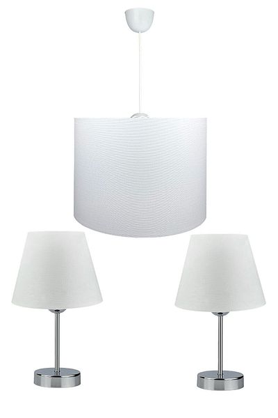 EvLight Erkilet Triple Lampshade Chandelier Set Chrome - White