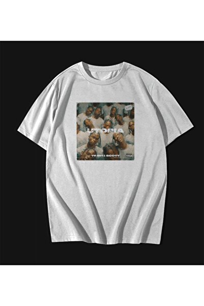 rebelberi تي شيرت ترافيس سكوت يوتوبيا للجنسين مقاس كبير - أبيض، حذاء راب هيب هوب