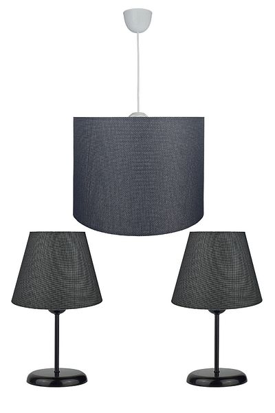 EvLight Erkilet Triple Lampshade Chandelier Set Black Leg