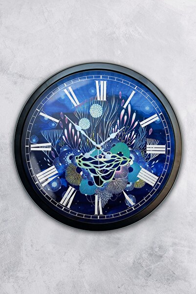 AİB STORE ساعة حائط معدنية سوداء مقاس 40 سم