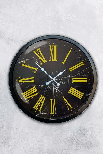 Platin Saat هدية ساعة حائط بأرقام رومانية معدنية سوداء مقاس 40 سم