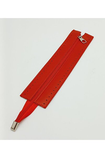 angel çanta aksesuar سحاب جلدي لون أحمر 28 سم مع معدن فضي