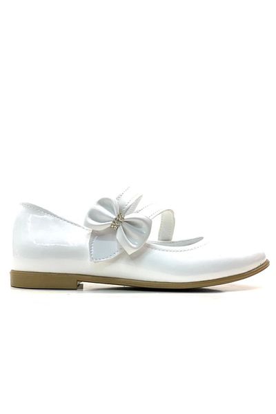 Tuğba Ortopedi 2226 Orthopedic Girl's White Patent Leather Strapped Ballerinas