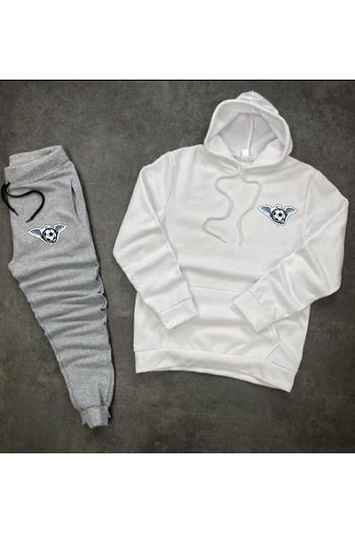 Joza Outdoors Unisex Women's Men's Winged Soccer Ball Design White Oversize 2-Piece Set