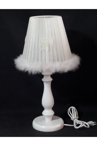 TEKAY AYDINLATMA Cream Plush Feather Children's Room Bedroom Lampshade