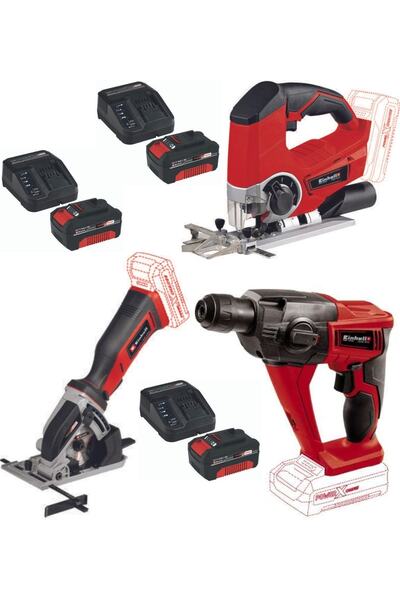 Einhell Te-js 18 Dekupaj Te-hd 18 Matkap Vidalama Te-cs 18/89 Mini Daire Testere 3x4.0ah Akülü Set