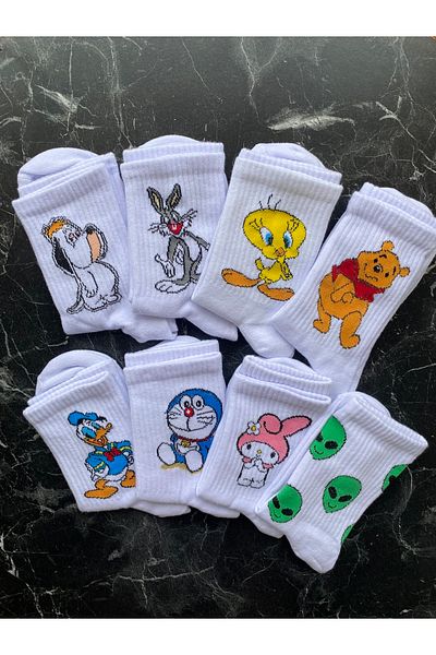 çorapdunyam Unisex σειρά 8 χαριτωμένων χαρακτήρων χαρούμενες κάλτσες τένις κολεγίου