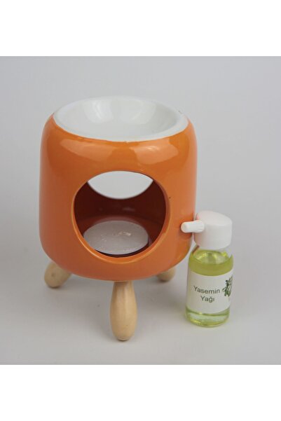 HEDİYE FİKRİ Dekoratif Oval Şeklinde Turuncu Ahşap Ayaklı Buhurdanlık