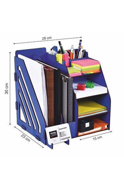 ByKurt Документна етажерка от дърво Органайзер за бюро Кафяв