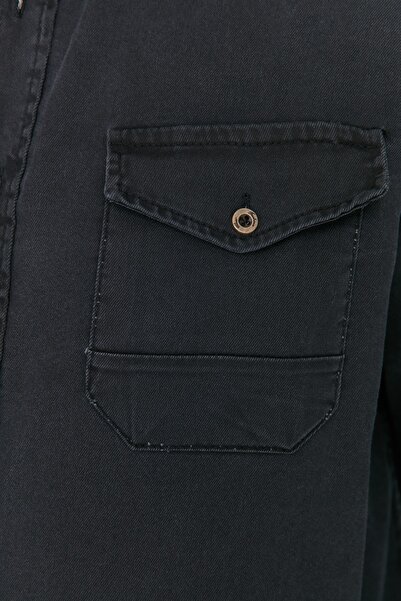 Trendyol Collection Black Metal Button Jeans Shirt Tmnss20Go0104