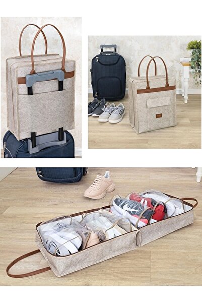 Veliday Kahverengi Derili Kulplu Pratik Ayakkabı Seyahat Valiz Çantası