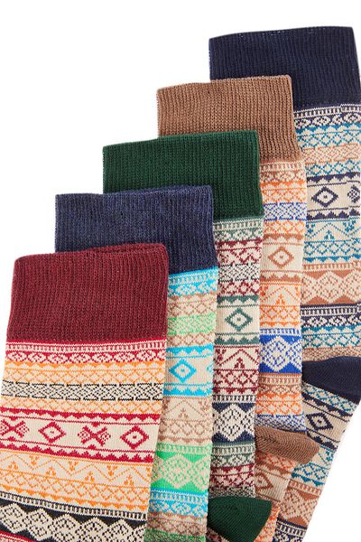 Trendyol Collection 5 darab etnikai mintás színes zokni/hosszú zokni csomag - TMNAW22co0105