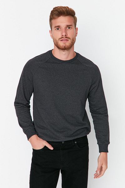 Trendyol Collection Anthracite Melange Fleece/Ζεστό φούτερ - Κανονική εφαρμογή TMNAW23SW00189