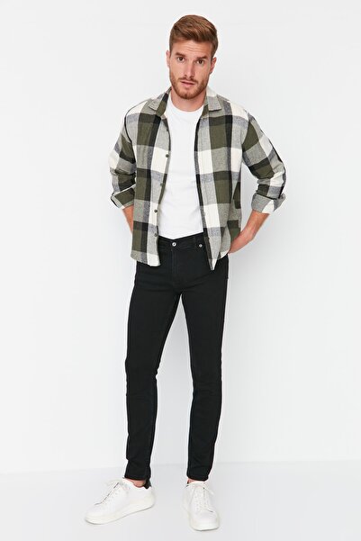 Trendyol Collection Чорні еластичні джинси-скінні з ефектом димчастості TMNAW20JE0369