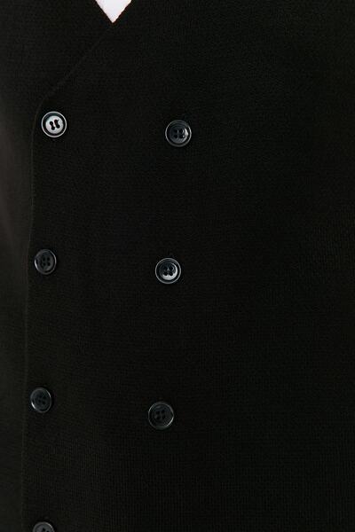 Trendyol Collection Μαύρο Slim Fit Διπλό Γιλέκο - Κουμπωτό, TMNAW21YE0014