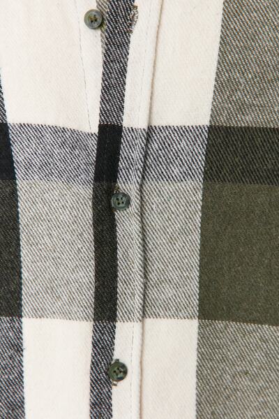 Trendyol Collection Téli khaki favágó ing - normál szabású, kockás TMNAW21GO0730