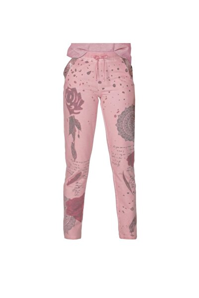 Bulalgiy Kadın Gül Kurusu Baskılı Pantolon - Bga838487