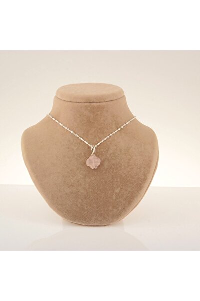 Deniz Doğal Taş Sertifikalı Pembe Kuvars Yonca ( Taşlar) Doğaltaş Kolye Ucu (...