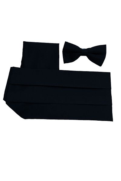 Brianze Black Belt Bow Tie Handkerchief Set