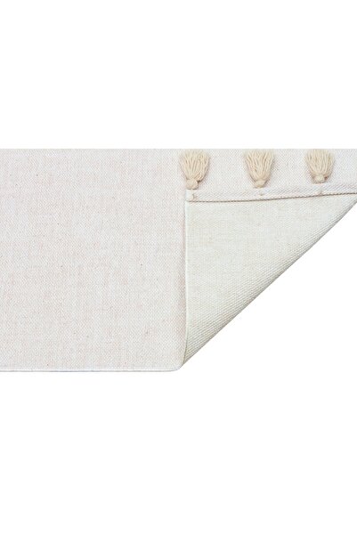 Rugs Modern Halı Moroccan 9009 Ecru Wicker Look Ecru Tasseled Modern Rug