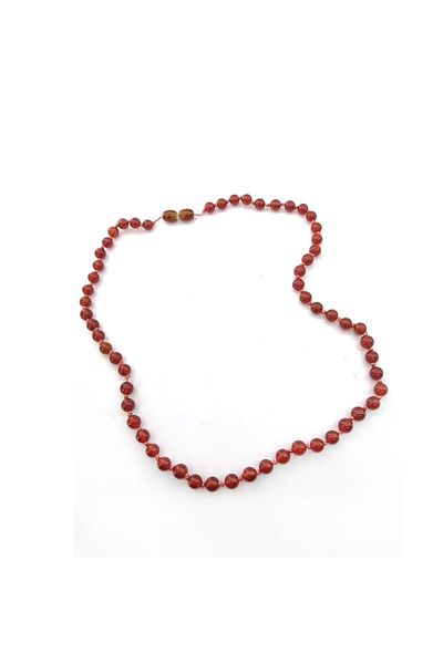 Deniz Doğal Taş 6mm Certified Red Natural Stone Necklace - M205