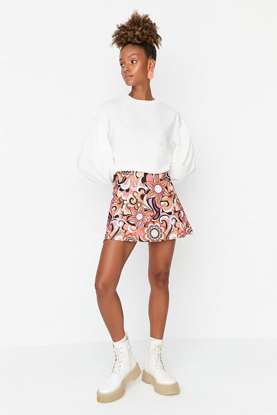 Trendyol Collection Többszínű mini szőtt nyomtatott szoknya TWOAW23ET00232