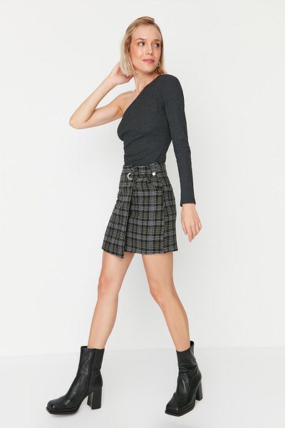 Trendyol Collection Khaki kockás szőtt szoknya TWOAW23ET00231