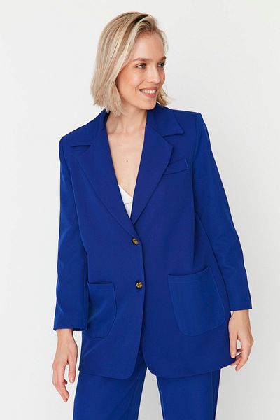 Kolekcia Trendyol Saks Blue Woven Buttoned Jacket TWOAW23CE00067