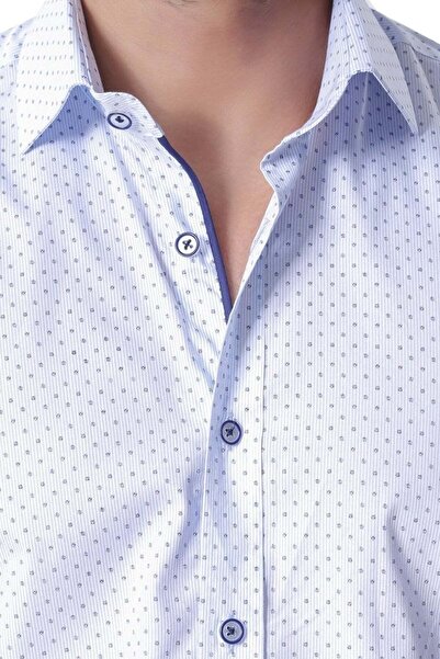 Ottomoda Erkek Çizgili Desenli Uzun Kollu %100 Pamuklu Gömlek,ot-c-20077