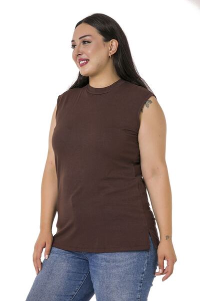 DISENTIS MODEST Large Size Half Fisherman Long Viscose Brown Body with Slits on the Sides