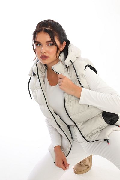 ALİNDA Women's Silicone Padding Removable Zipper Hooded 3 Pocket Inflatable Vest