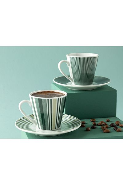 English Home Lori Porcelain 2-Piece Coffee Cup Set 80 Ml Dark Green