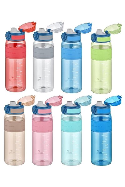 Uzspace Comfortable Drinking (Without Straw) 600 ml Silicone Body Tritan Water Bottle Spindrift Blue 4108