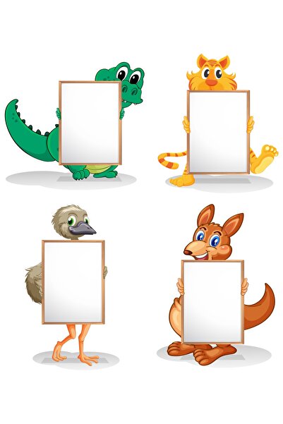 TELLGRAF REKLAM HİZMETLERİ ملصق دفتر مدرسي على شكل حيوانات مختلطة (4x4 سم 24 ...