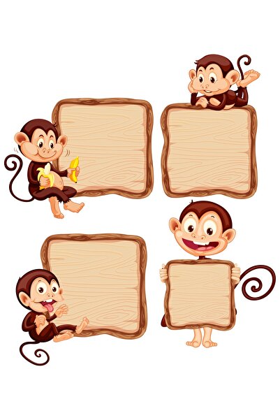 TELLGRAF REKLAM HİZMETLERİ ملصق دفتر دفتر مدرسة القرد (4x4 سم 24 قطعة)