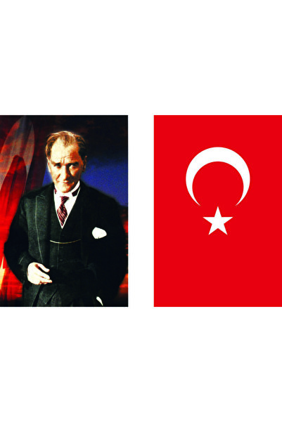 bayrakal Atatürk ve Türk Bayrağı Set 2'li 150x225cm