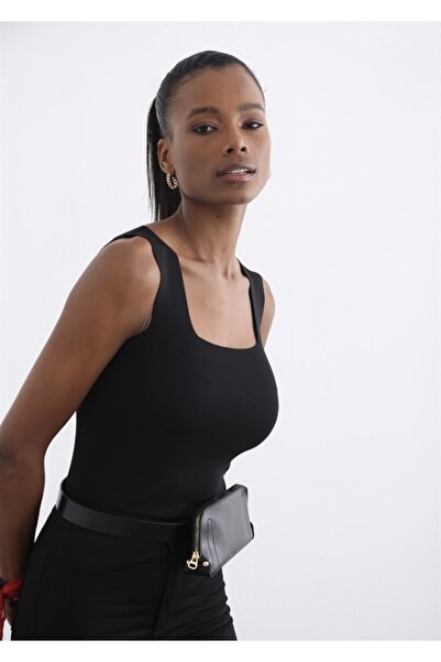 Rita Thick Strap Black Square Collar Knitwear Undershirt